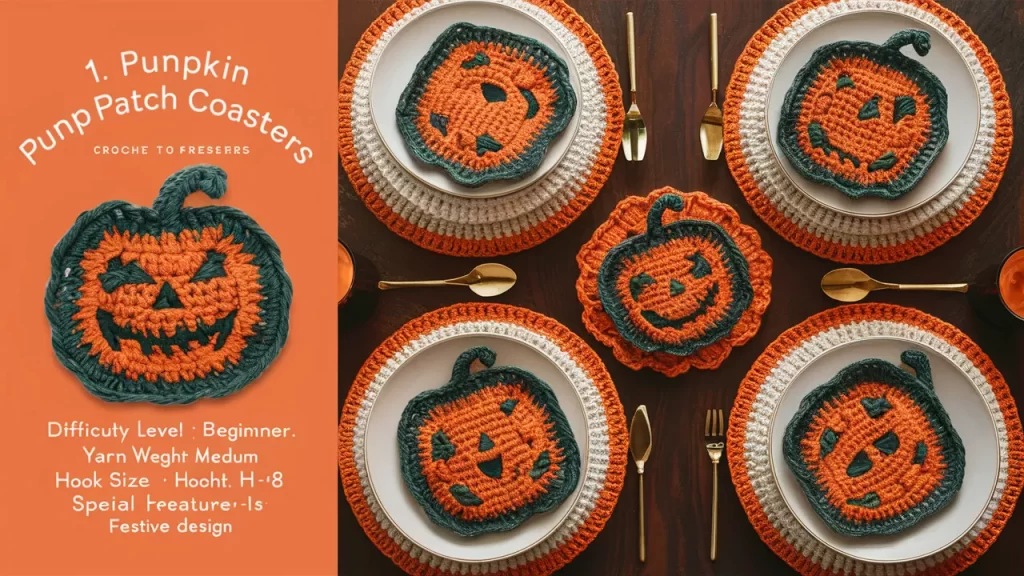 Pumpkin Patch Coasters Crochet Pattern