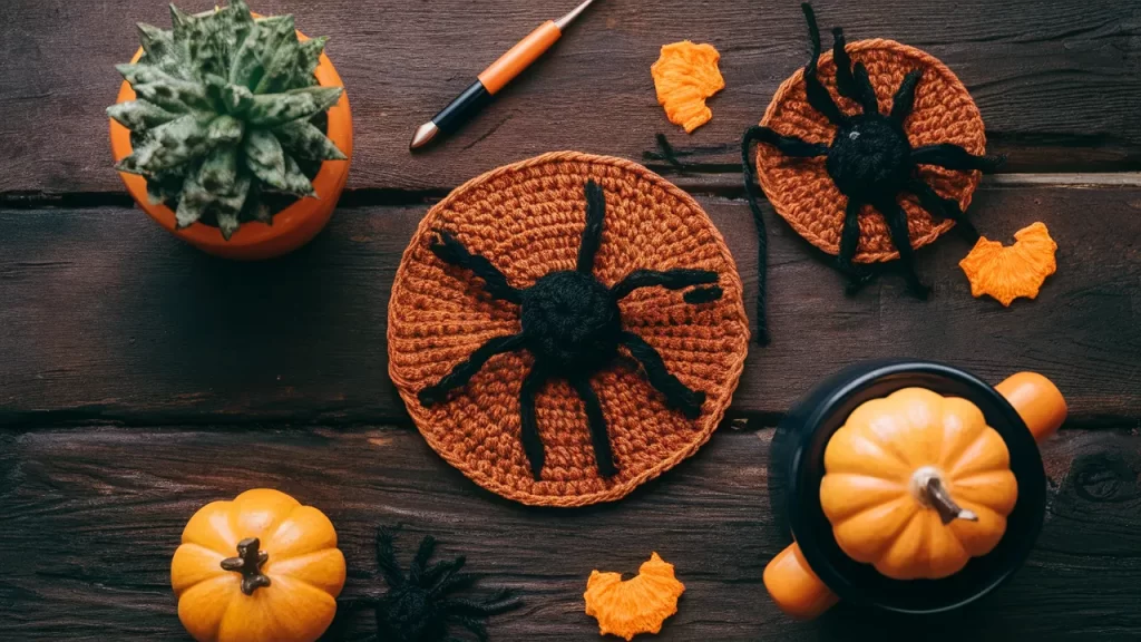Spooky Spider Coasters Crochet Pattern